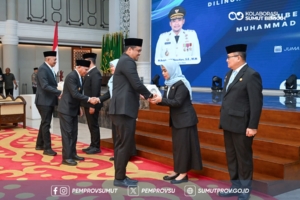 Pelantikan empat kepala Organisasi Perangkat Daerah (OPD) Pemprovsu.(ist)
