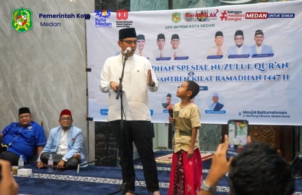 Acara Safari Ramadan Spesial Nuzulul Qur'an dan Pembukaan Pesantren Kilat diselenggarakan Badan Komunikasi Pemuda Remaja Masjid Indonesia (BKPRMI) Kota Medan.(ist)