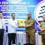 Penyerahan Laporan Keuangan Pemerintah Daerah (LKPD) Tahun Anggaran 2025 (Unaudited) kepada Badan Pemeriksa Keuangan (BPK) RI Perwakilan Provinsi Sumatera Utara.(ist)