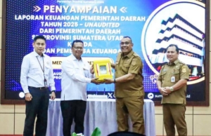 Penyerahan Laporan Keuangan Pemerintah Daerah (LKPD) Tahun Anggaran 2025 (Unaudited) kepada Badan Pemeriksa Keuangan (BPK) RI Perwakilan Provinsi Sumatera Utara.(ist)