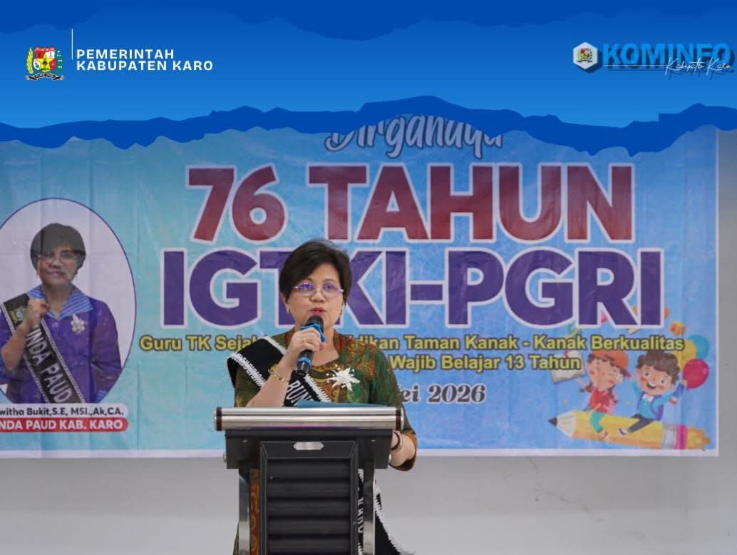 Perayaan Hari Ulang Tahun (HUT) ke-76 Ikatan Guru Taman Kanak-Kanak Indonesia (IGTKI) - PGRI Kabupaten Karo.(ist)