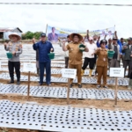 Penyerahan bantuan 4 ton benih bawang putih beserta sarana produksi pertanian kepada dua kelompok tani di Desa Hariara Pintu-Kecamatan Harian, 28/07/2026.(ist)