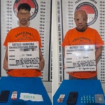 Keua Pria terduga pengedar pil ekstasi, MP (kiri) dan GG (kanan), beserta barang bukti berhasil diamankan.(ist)