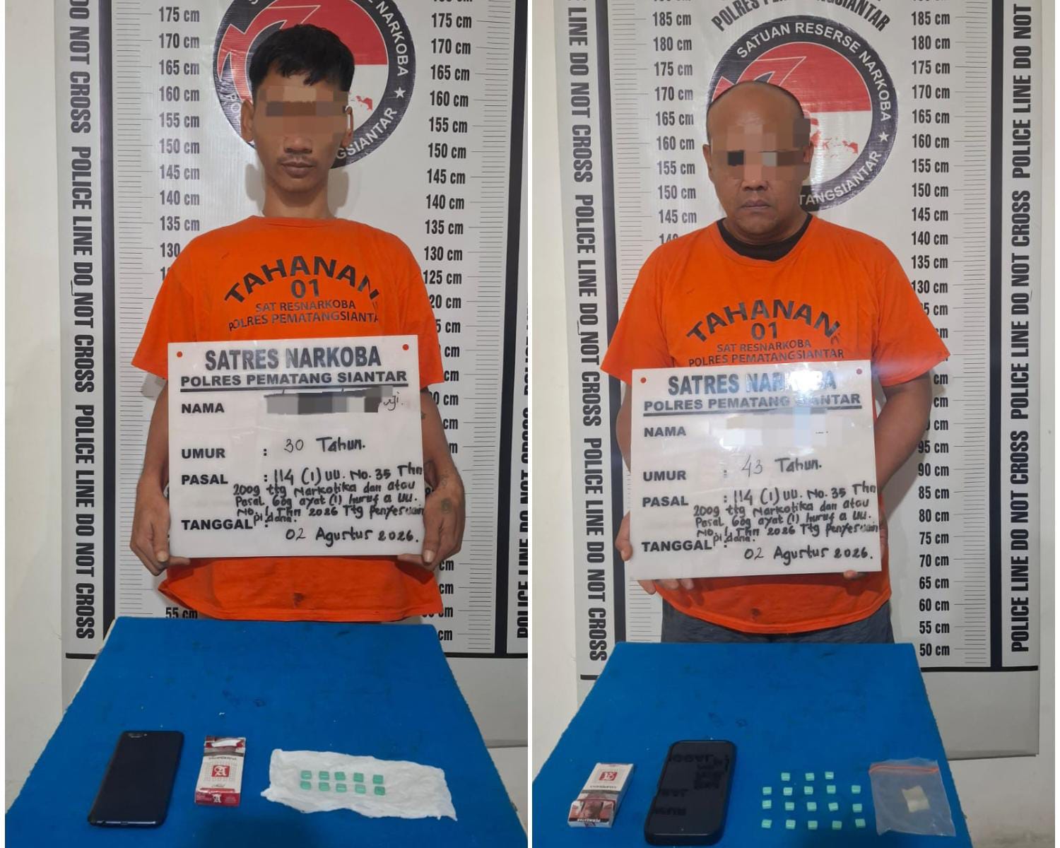 Keua Pria terduga pengedar pil ekstasi, MP (kiri) dan GG (kanan), beserta barang bukti berhasil diamankan.(ist)