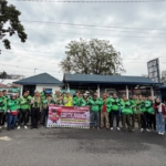 Satlantas Polres Pematangsiantar bersama para pengemudi Ojek Online (Ojol).(Hegi)