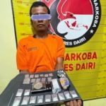 Terduga Pelaku pengedar Narkotika jenis sabu diamankan beserta barang bukti.(ist)