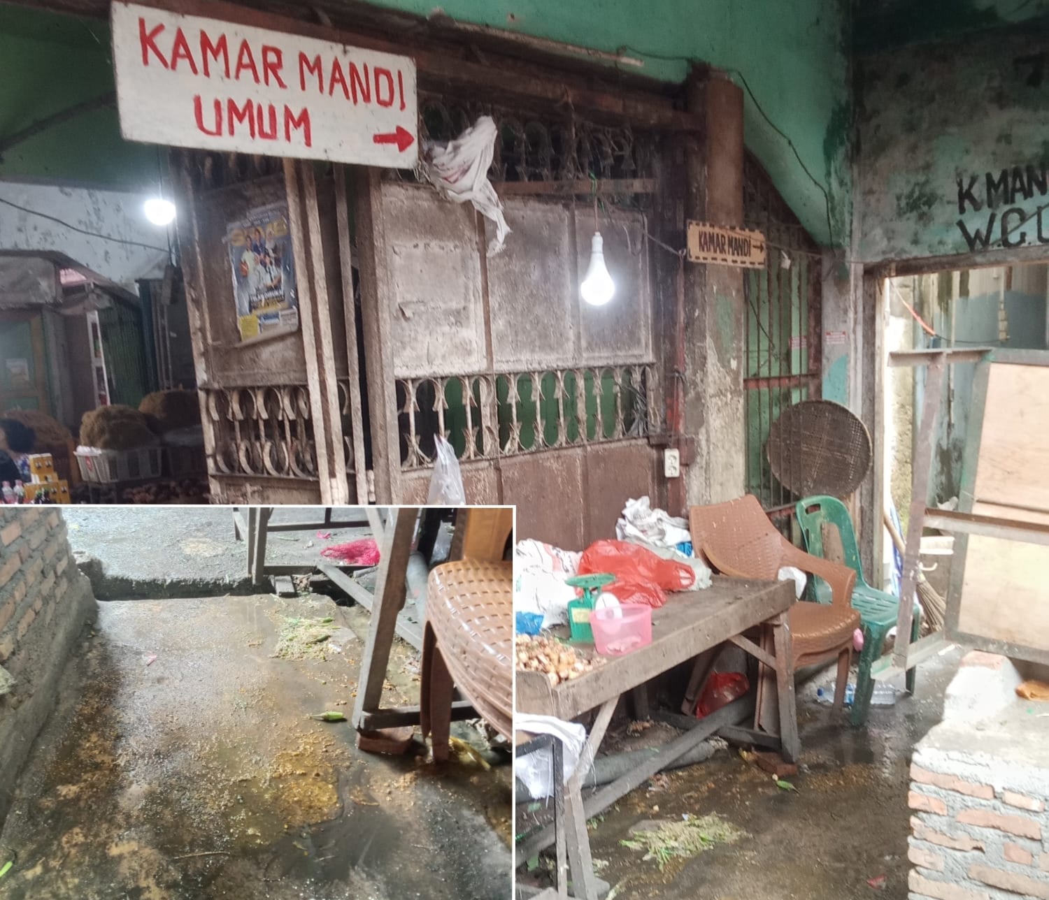 Kotoran manusia terlihat berserakan di pintu masuk Dinas Pasar Dwikora Pematangsiantar.(ist)