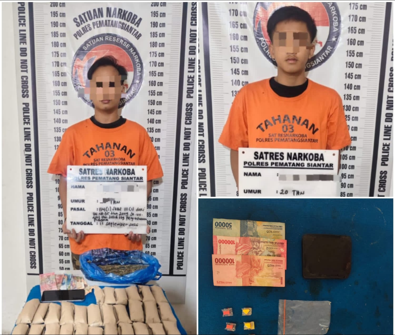 Polisi amankan ke 2 terduka pelaku kepemilikan narkotika jenis Ganja dan ekstasi berikut barang bukti.(ist)