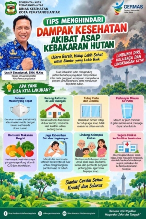 Himbauan Dinkes Kota Pematangsiantar, tips menghindari sebaran asap.(Ist)