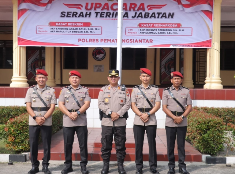Kapolres Pematangsiantar AKBP Dhana Noer Kurniawan, Pimpin Sertijab Kasat Reskrim dan Narkoba.(ist)