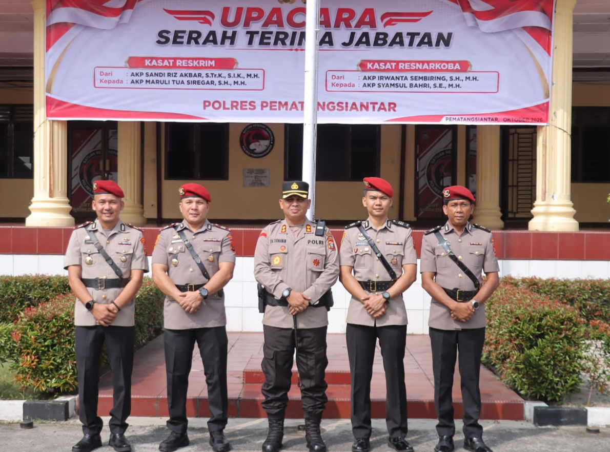 Kapolres Pematangsiantar AKBP Dhana Noer Kurniawan, Pimpin Sertijab Kasat Reskrim dan Narkoba.(ist)